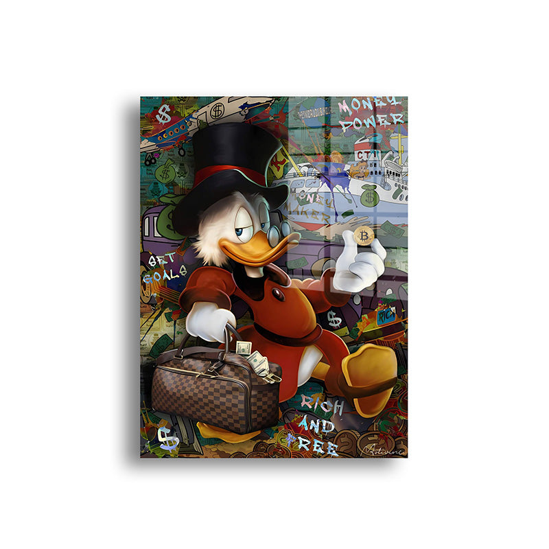 The Rich Duck glass painting without frame front view