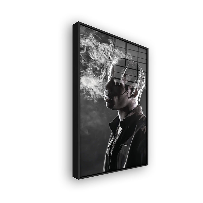 Travis Scott painting in a black frame side view