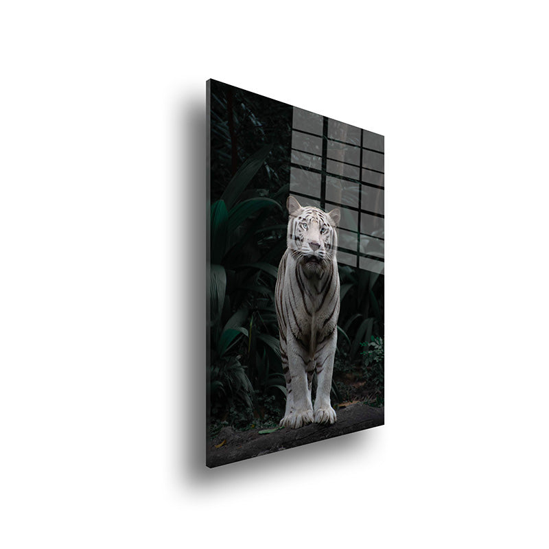 White Tiger glass painting without frame side view