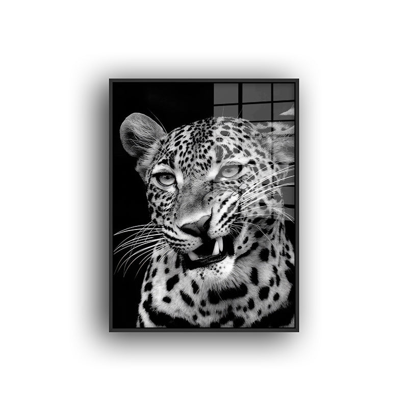 Painting of baby panther in a black frame front view