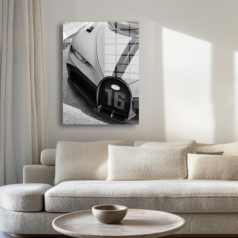 Bugatti 16 glass painting without frame inside