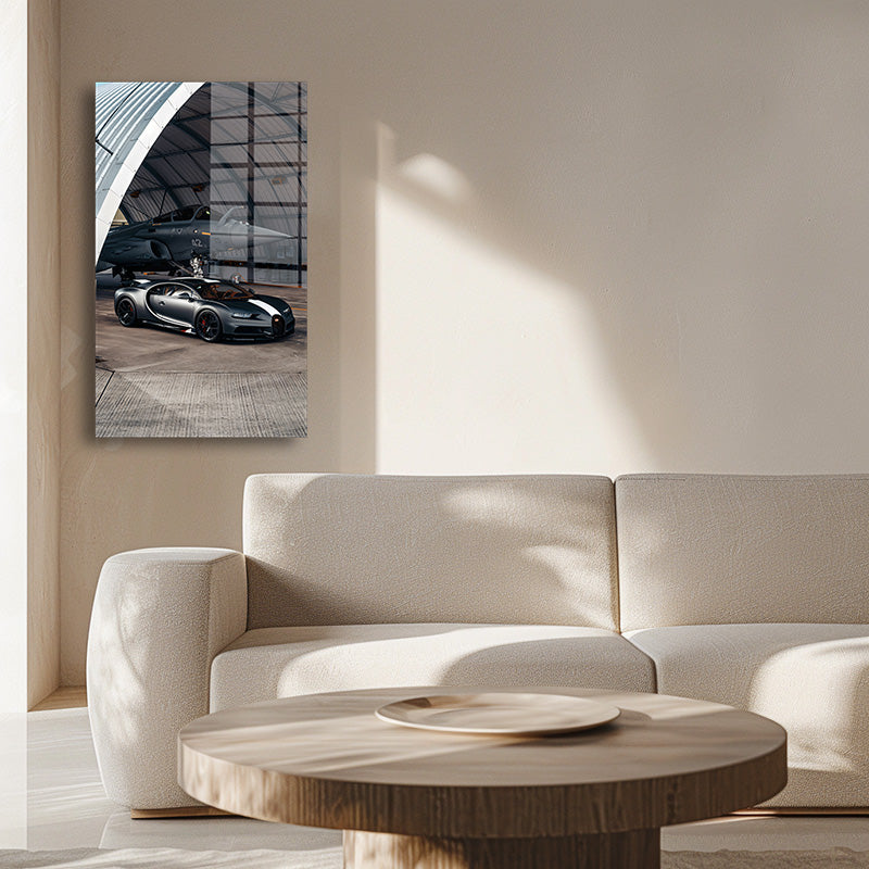 Bugatti Jet glass painting without frame inside