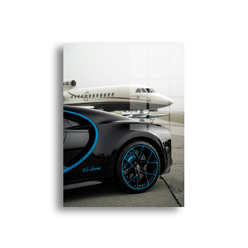 Bugatti plane color glass painting without frame front view