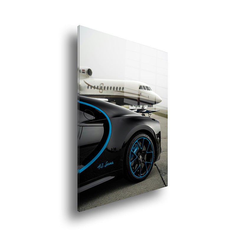 Bugatti plane color glass painting without frame side view