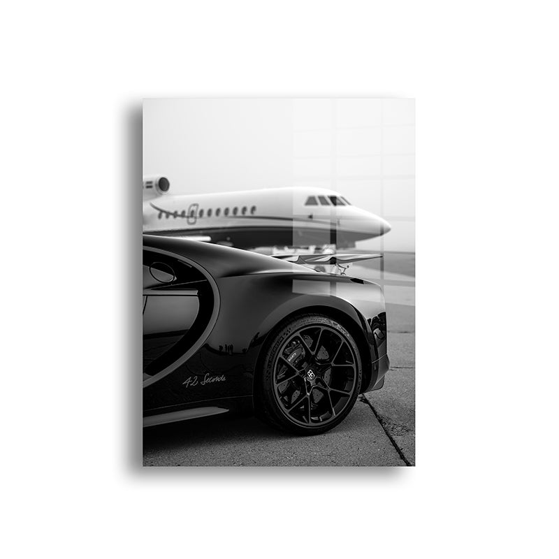 Bugatti plane glass painting without frame front view