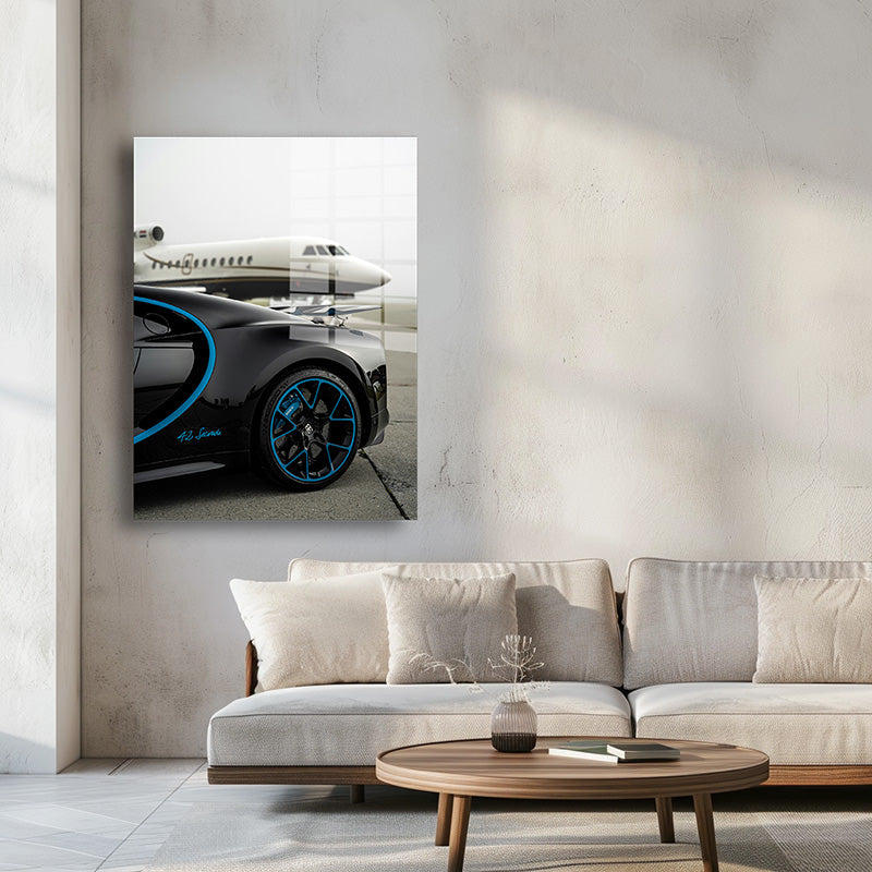 Bugatti plane glass painting without frame inside