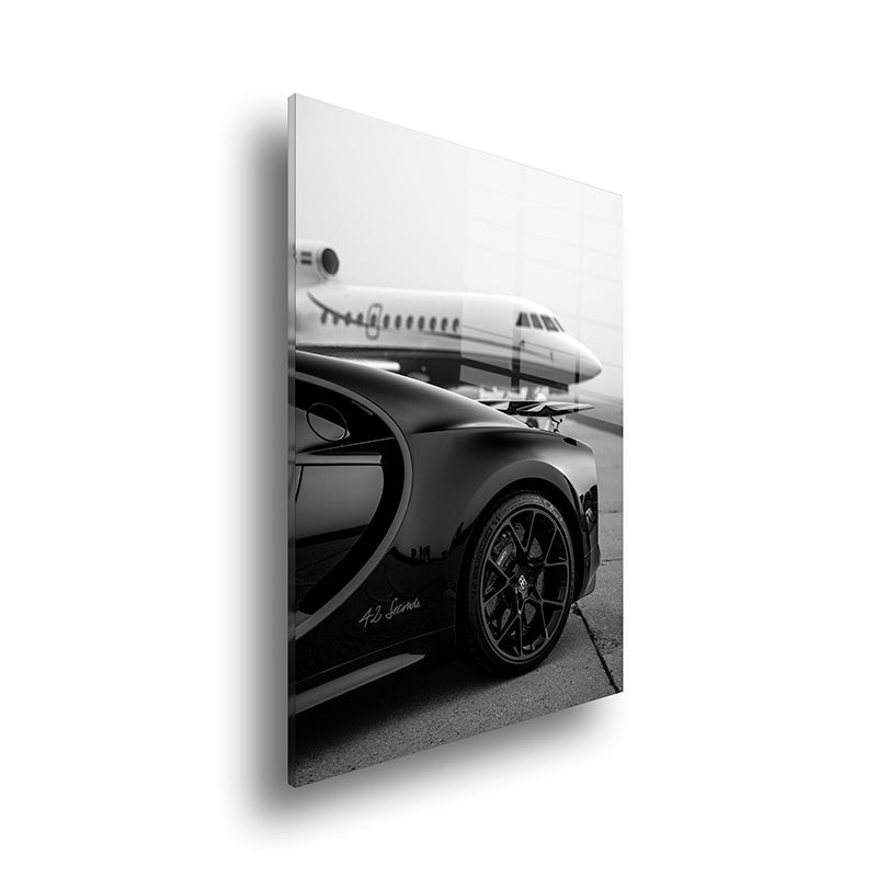 Bugatti plane glass painting without frame side view