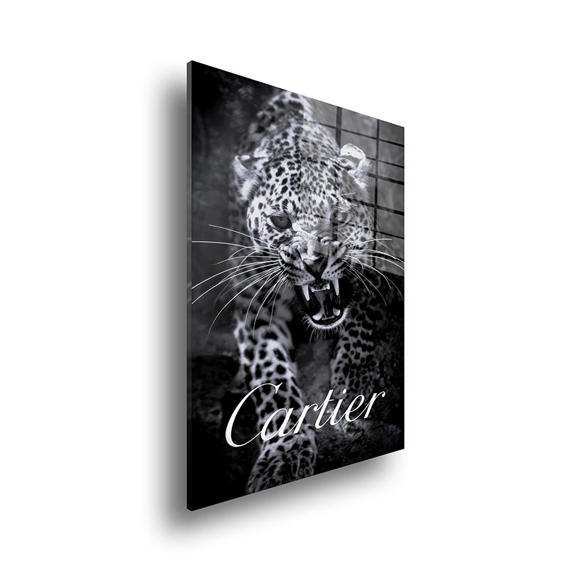 Cartier cheetah glass painting without frame side view