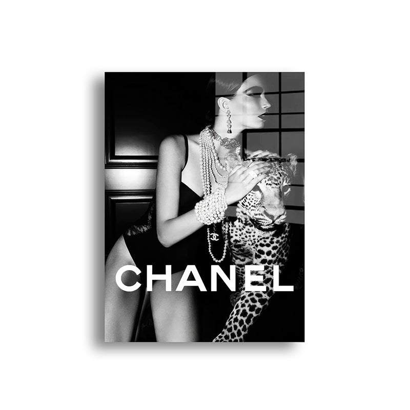 Chanel Cheetah glass painting without frame front view