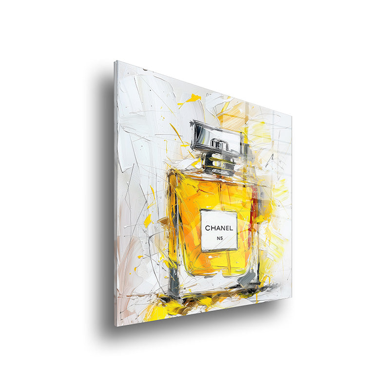 Chanel parfum glass painting without frame side view