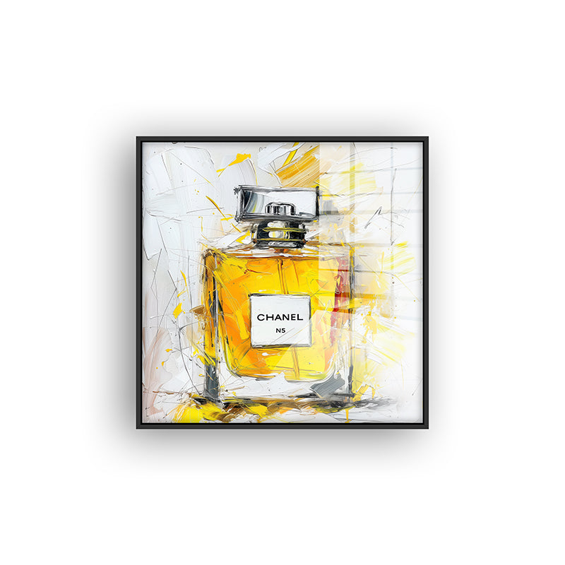 Painting of Chanel parfum in a black frame front view