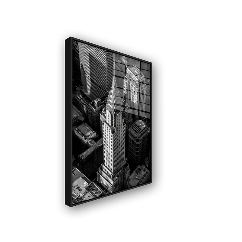 Painting of Chrysler building in a black frame side view