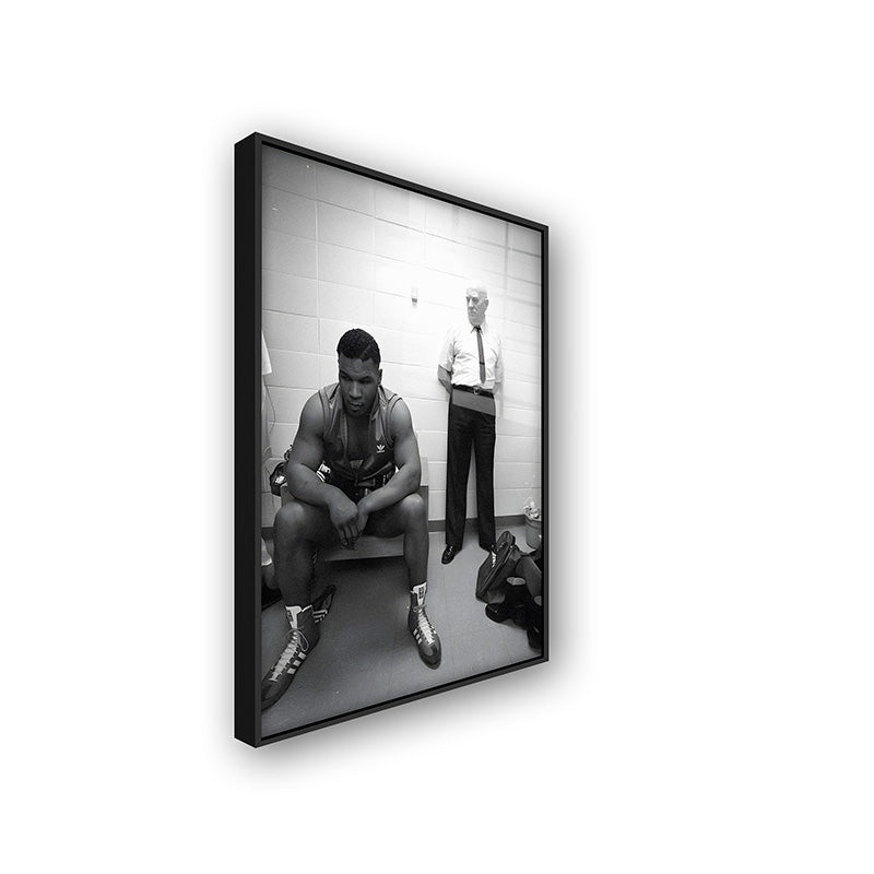 Painting of Cus D'amato in a black frame side view