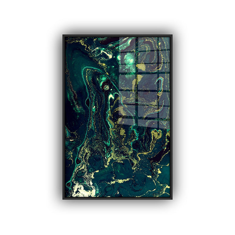 Dark Flow painting in a black frame front view