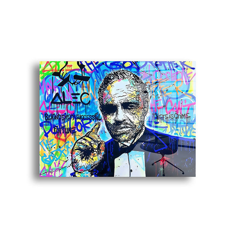 Don Corleone glass painting without frame front view