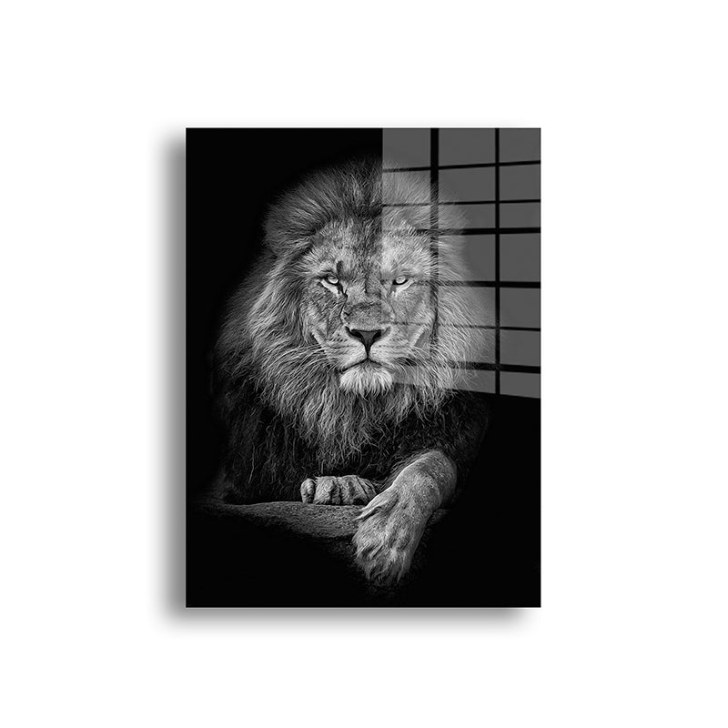 King of the jungle glass painting without frame front view