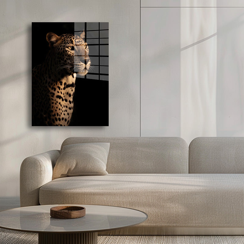 Leopard glass painting without frame inside