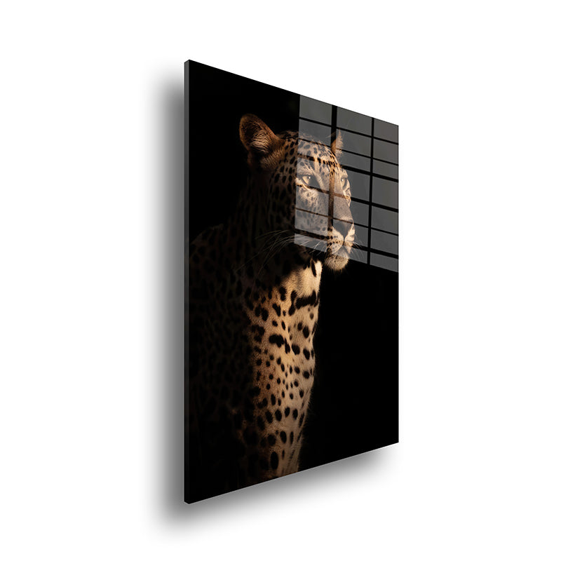 Leopard glass painting without frame side view