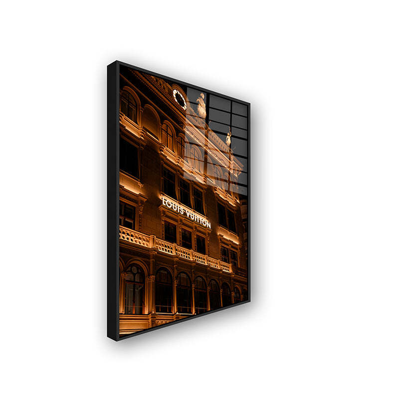 Painting of Louis store in a black frame side view