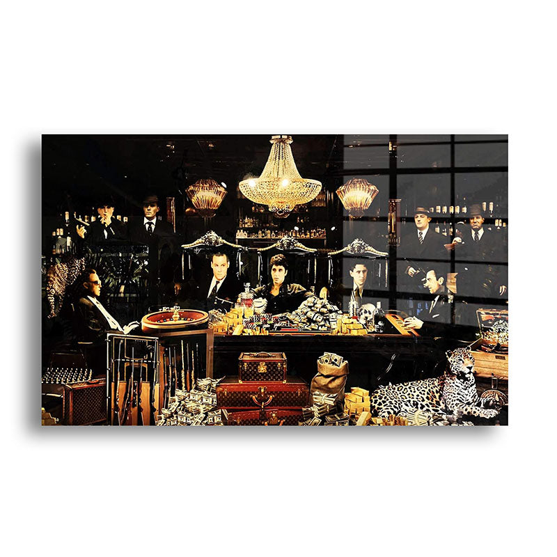 Maffia Last Supper glass painting without frame front view