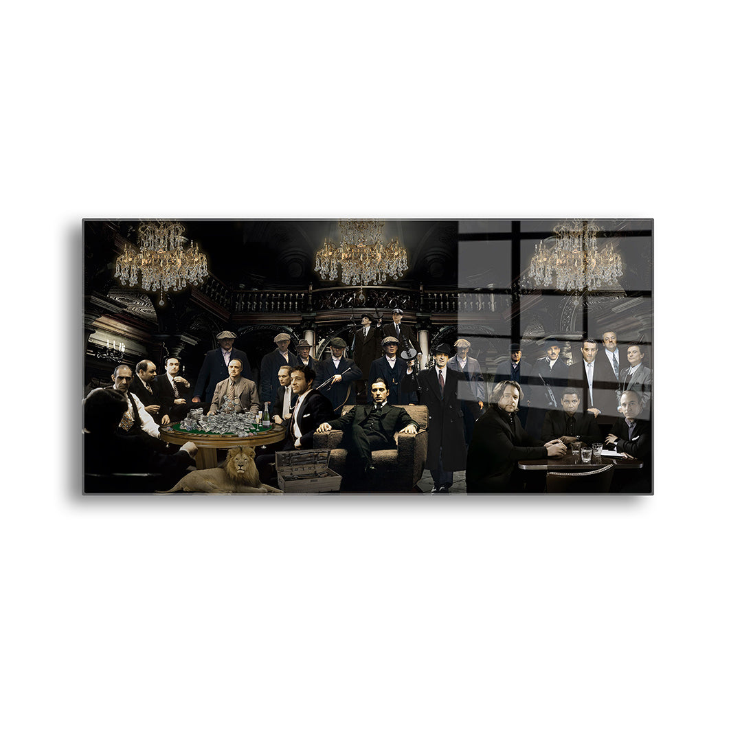 Mafia Meeting glass painting without frame, front view