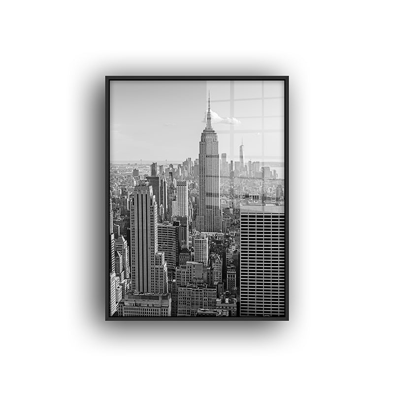 Painting of Manhattan in a black frame front view