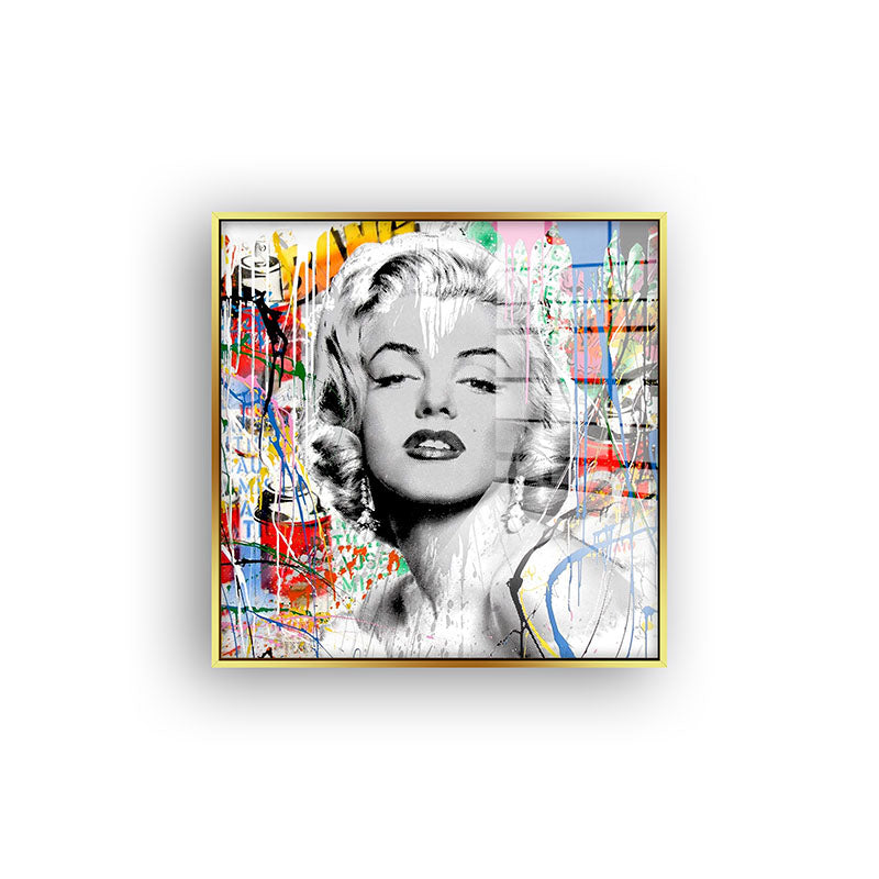 Marilyn painting in a gold frame front view