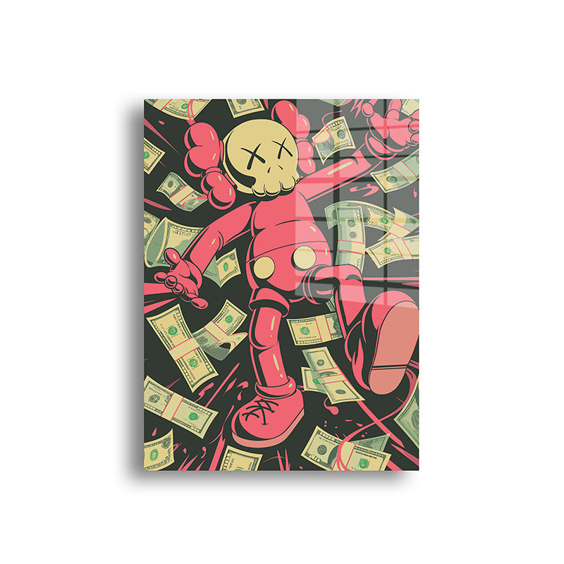 Money Kaws glass painting without frame front view