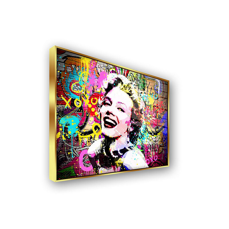 Monroe Pop Art painting in a gold frame side view