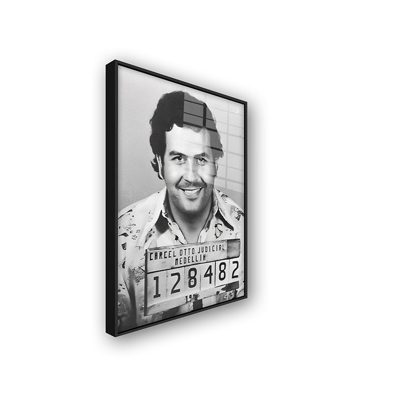 Painting of Pablo in a black frame side view