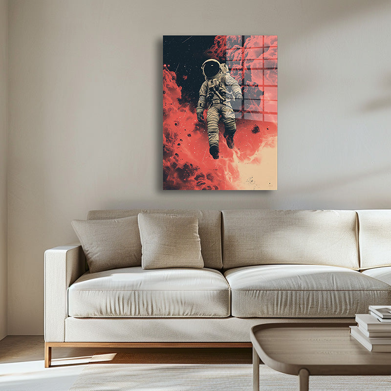 Space walk glass painting without frame inside