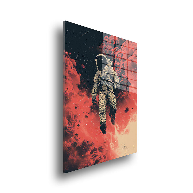 Space walk glass painting without frame side view