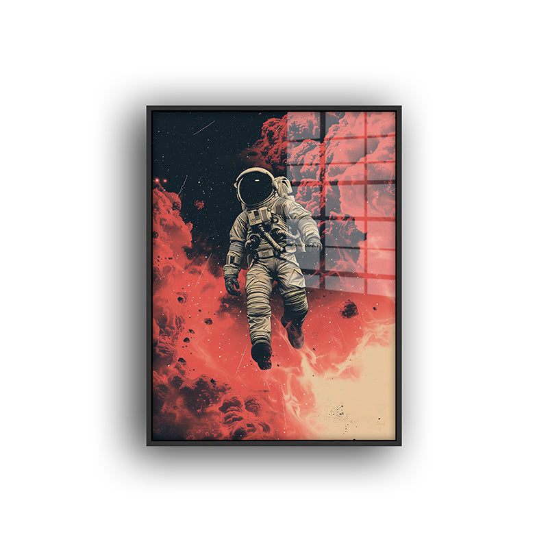 Painting of Space walk in a black frame front view