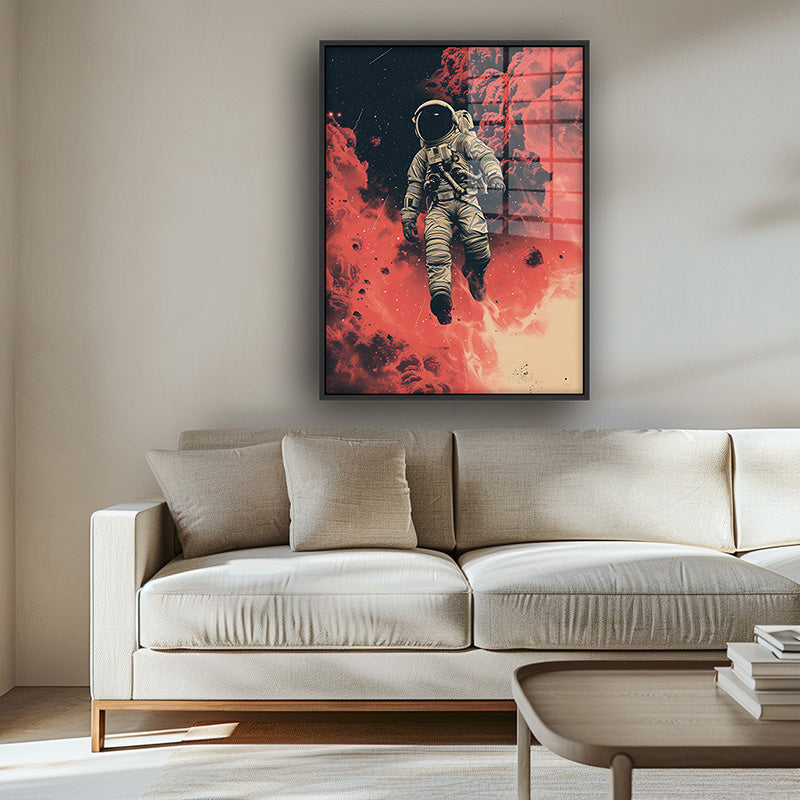 Painting of Space walk in a black frame inside