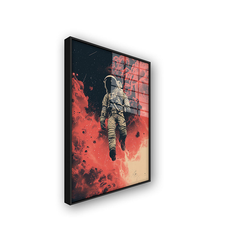 Painting of Space walk in a black frame side view