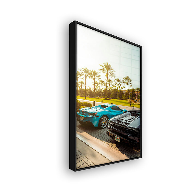 Color painting of Sport cars in a black frame side view