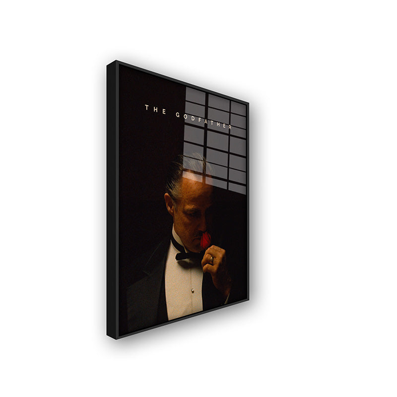 Painting of Vito Corleone in a black frame side view