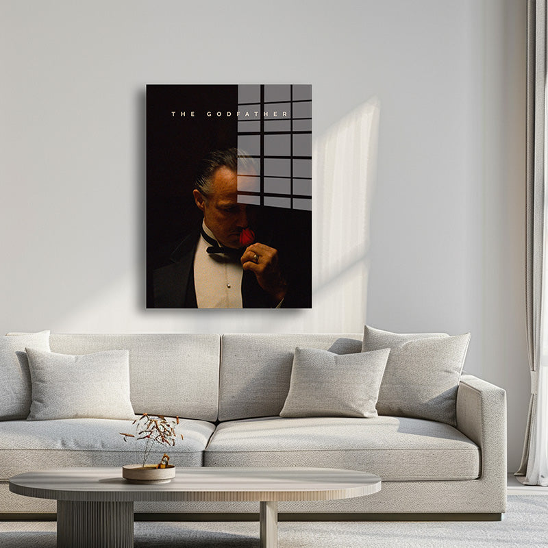 Vito Corleone glass painting without frame inside