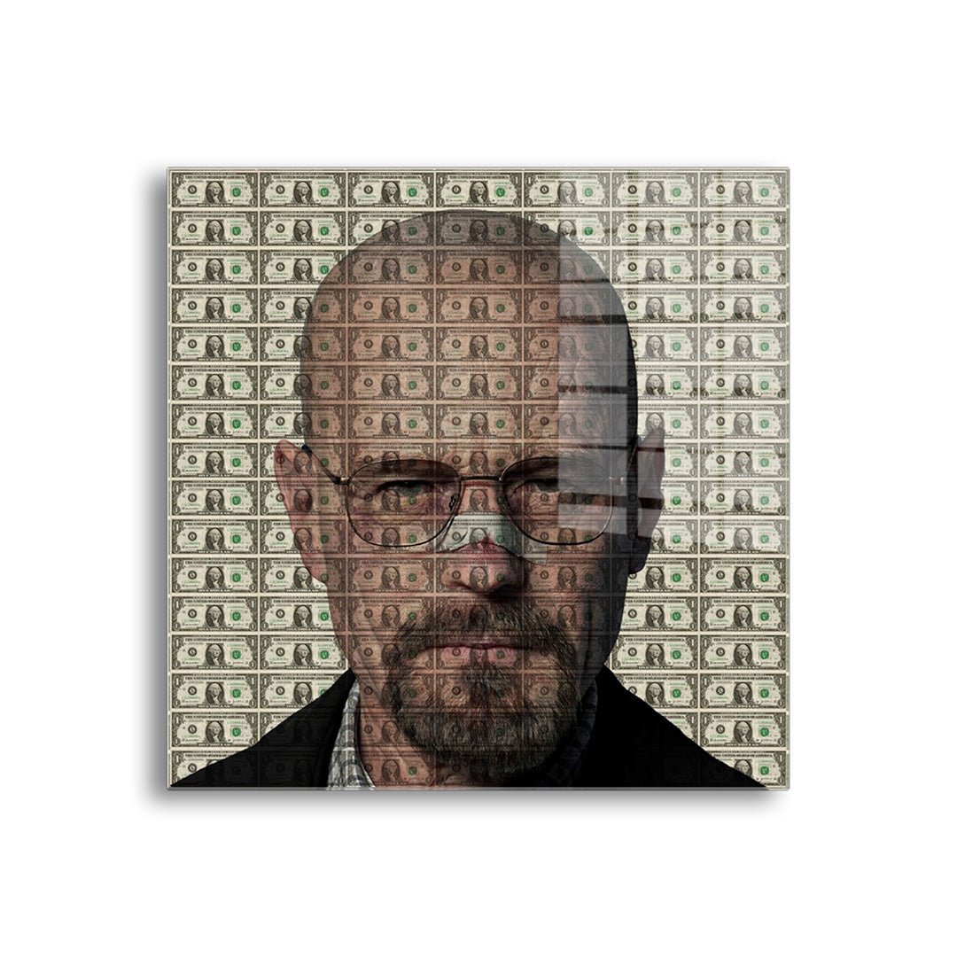 Walter White dollars glasschilderij voorkant