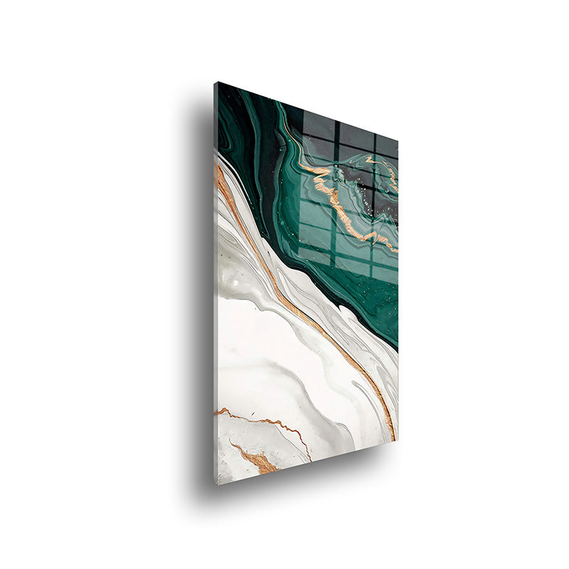 White Flow glass painting without frame side view