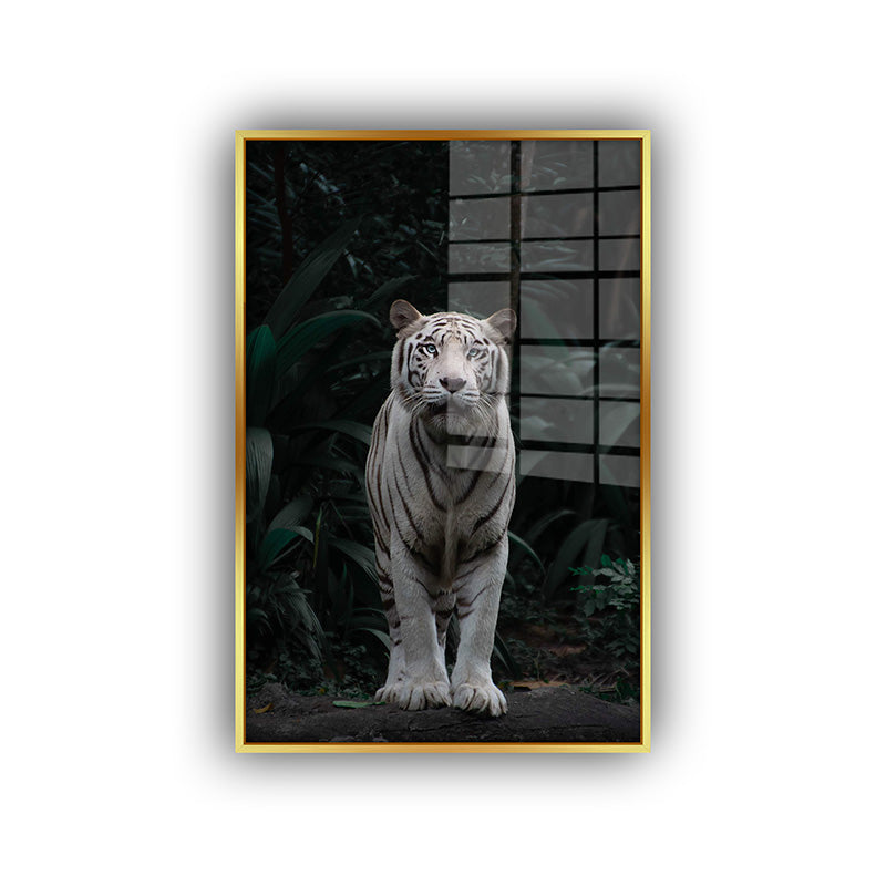 White Tiger painting in a gold frame front view