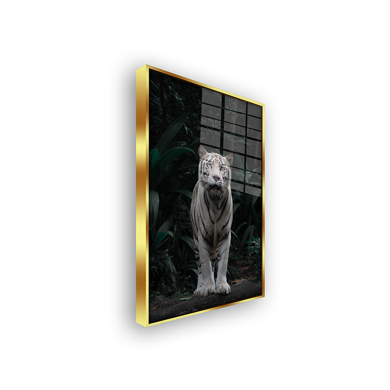 White Tiger painting in a gold frame side view