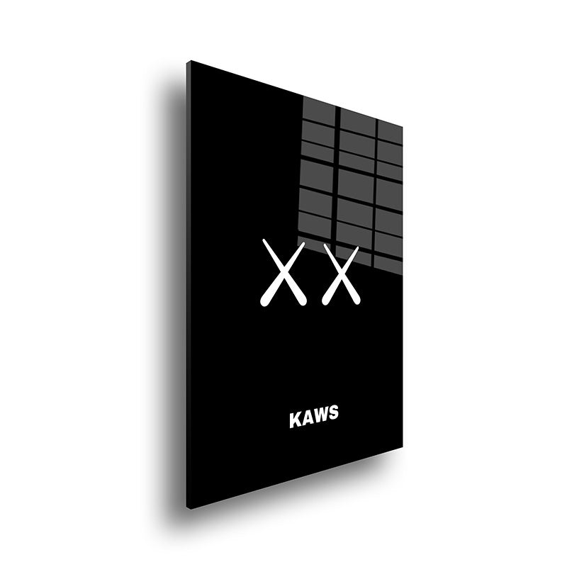 XX by Kaws glass painting without frame side view